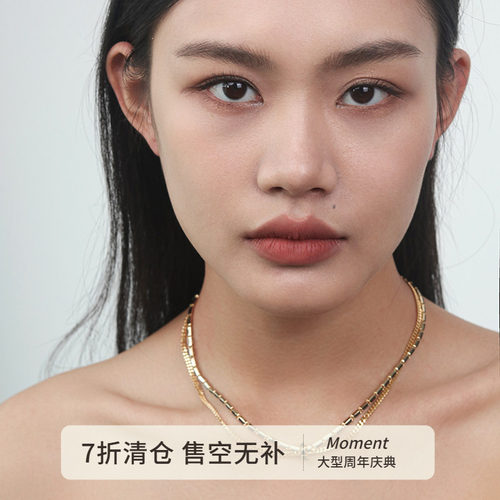 甜酷风黑色锆石双层项链毛衣链