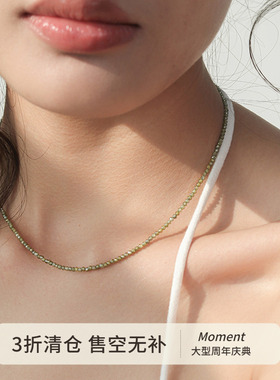 Moment 草地音乐节 细闪宝石串珠项链锁骨链毛衣链颈链饰品女小众