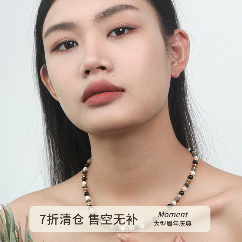Moment 原野旅行 天然石串珠项链颈链锁骨链毛衣链饰品配饰秋冬女