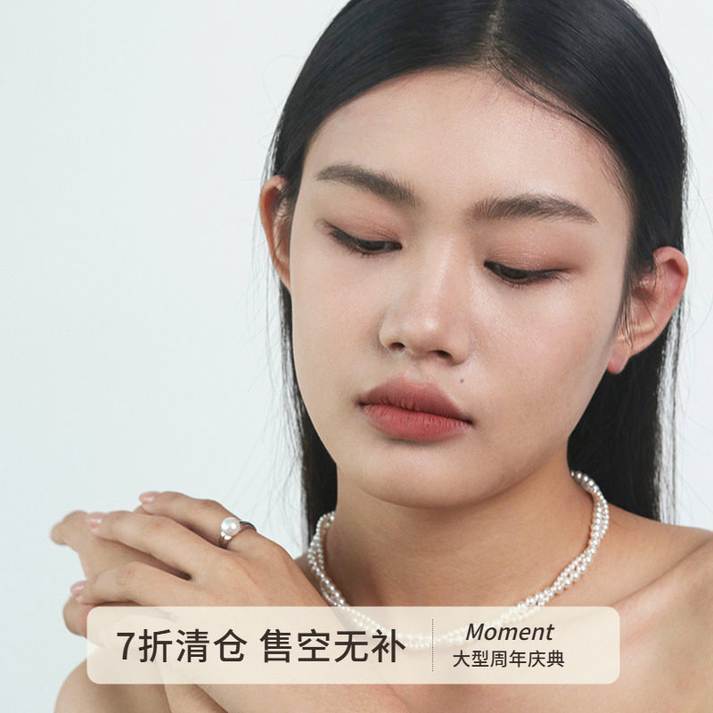 Moment 施家珍珠碎银子双层叠戴项链锁骨链颈链毛衣链轻奢小众女