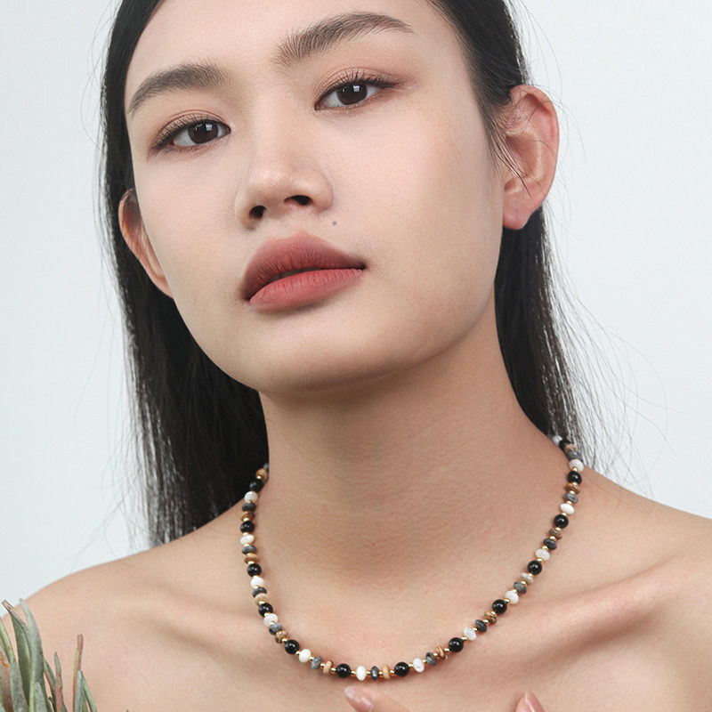 Moment 原野旅行 天然石串珠项链颈链锁骨链毛衣链饰品配饰秋冬女