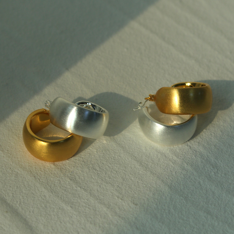 法式浪漫镀真金圆圈耳环耳饰