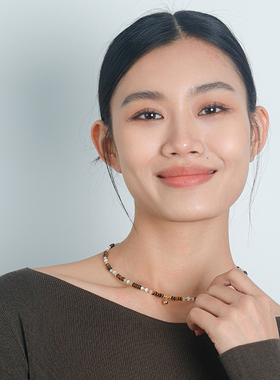 秋冬美拉德天然虎眼石串珠项链