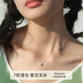 Moment 雏菊花朵纯银项链锁骨链毛衣链饰品配饰首饰银饰少女可爱