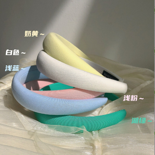 糖果色海绵发箍女增高颅顶蓝色头箍发卡夏季宽厚洗脸复古法式发带
