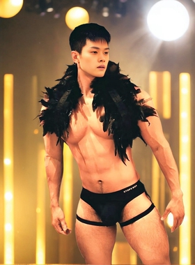 酒吧夜店男士哥特式羽毛披肩