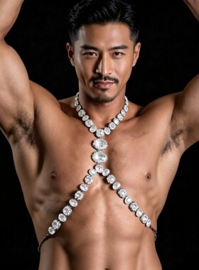 欧美奢华水钻男士身体链