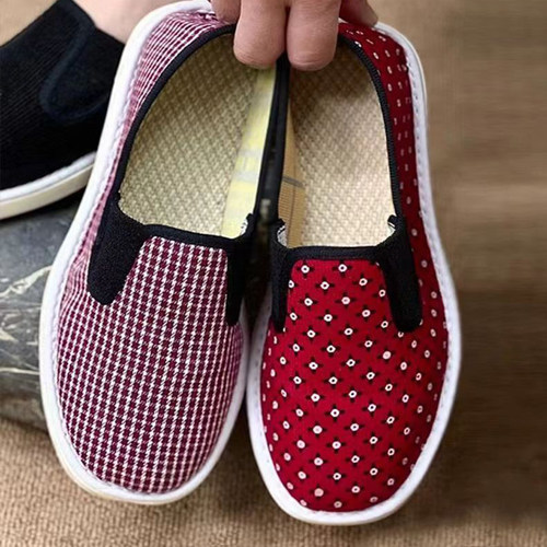 柔软轻便平跟松紧鞋中国风棉麻
