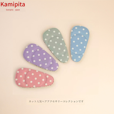 KAMIPITA明星水滴成人头饰棉质大格纹波点中号蝴蝶结碎发贴刘海贴