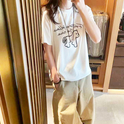 EZ新款小马印花正肩短袖T