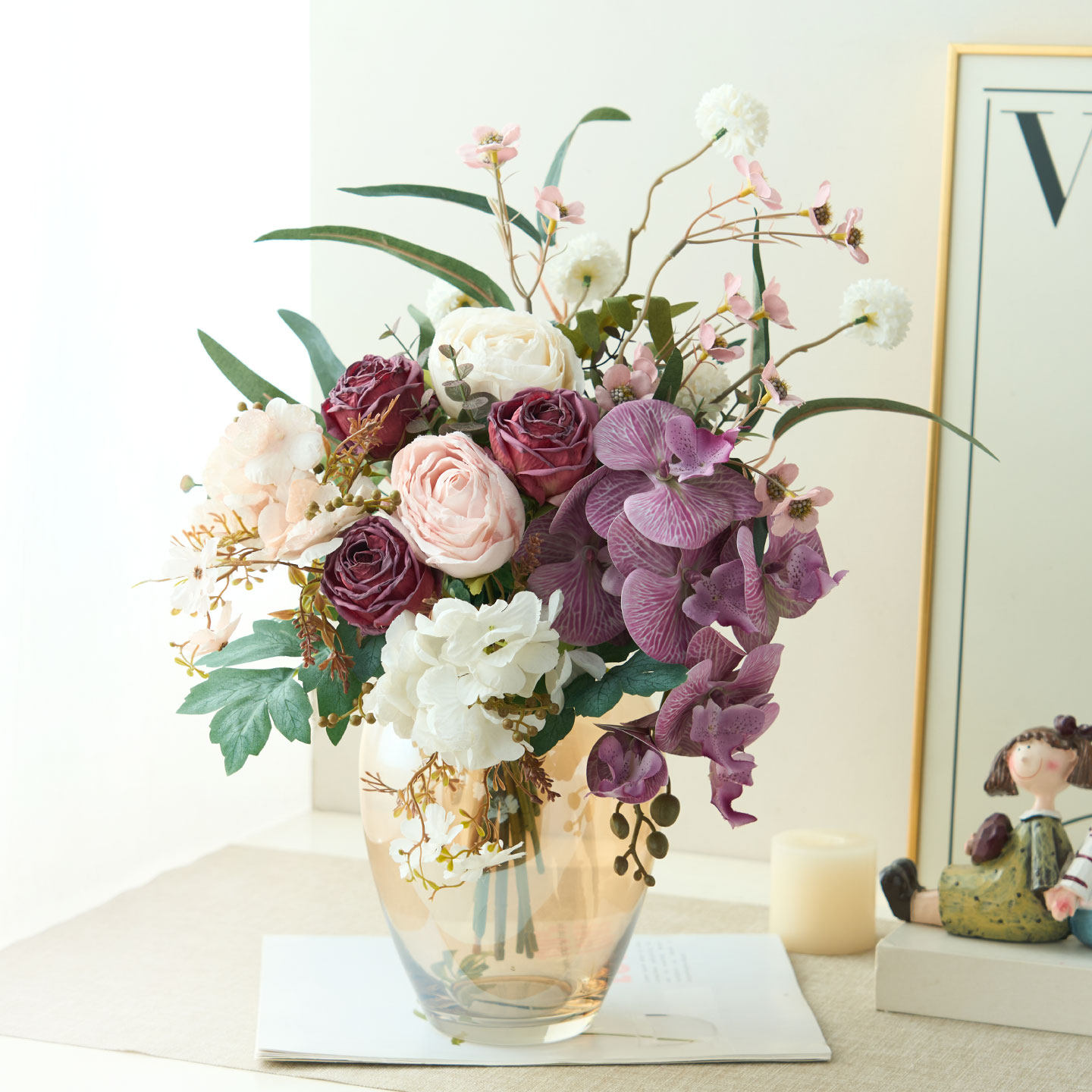 已陌轻奢风高级感高端仿真花假花束客厅餐桌办公室桌面装饰品摆件,家居饰品,仿真花/假花,淘宝优惠券,粉丝福利购,淘宝优惠卷