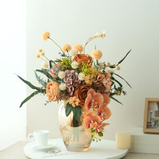 欧式轻奢风仿真花插花花艺影楼展厅高档样板间客厅餐厅装饰品摆件