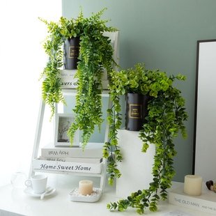 仿真花摆件盆景绿植藤条假花桌面摆件客厅酒柜电视柜装饰品小盆栽