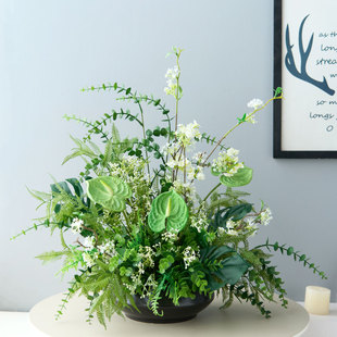 已陌新中式高级感仿真花假绿植客厅餐桌岛台样板间装饰品摆件盆栽