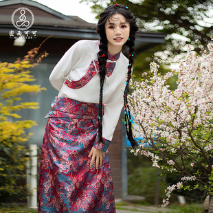 藏族服装女衬衣拉萨服内搭上衣套装半身裙假藏袍藏装衬衫藏式藏服