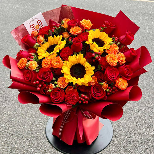 教师节礼物向日葵香槟花束鲜花同城配送老师学生生日毕业季礼物