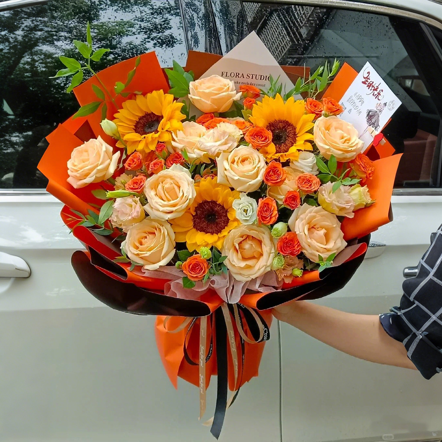 一举夺魁向日葵香槟玫瑰鲜花花束全国同城速递生日礼物北京上海店