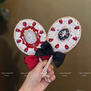 花知晓手持镜草莓丘比特系列周边奶昔白红丝绒少女洛可可便携镜子