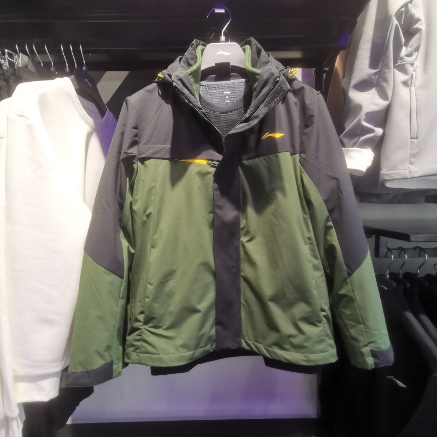 李宁风衣外套24新款男女可拆卸三合一防水保暖冲锋衣AWBU009 027