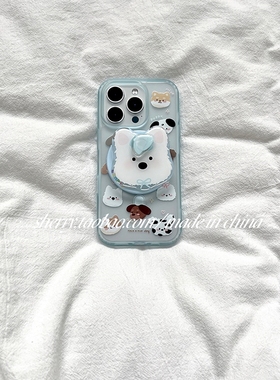 SHERRY*ins风肤感半透蓝色小狗磁吸可爱适用于苹果17ProMax手机壳iPhone16Pro小众少女心15简约14清新13卡通