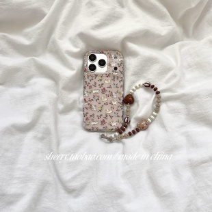 ins风满屏花草叶子猫咪狗狗适用于苹果17ProMax手机壳iPhone16Pro小众少女心15简约14小清新卡通可爱 SHERRY