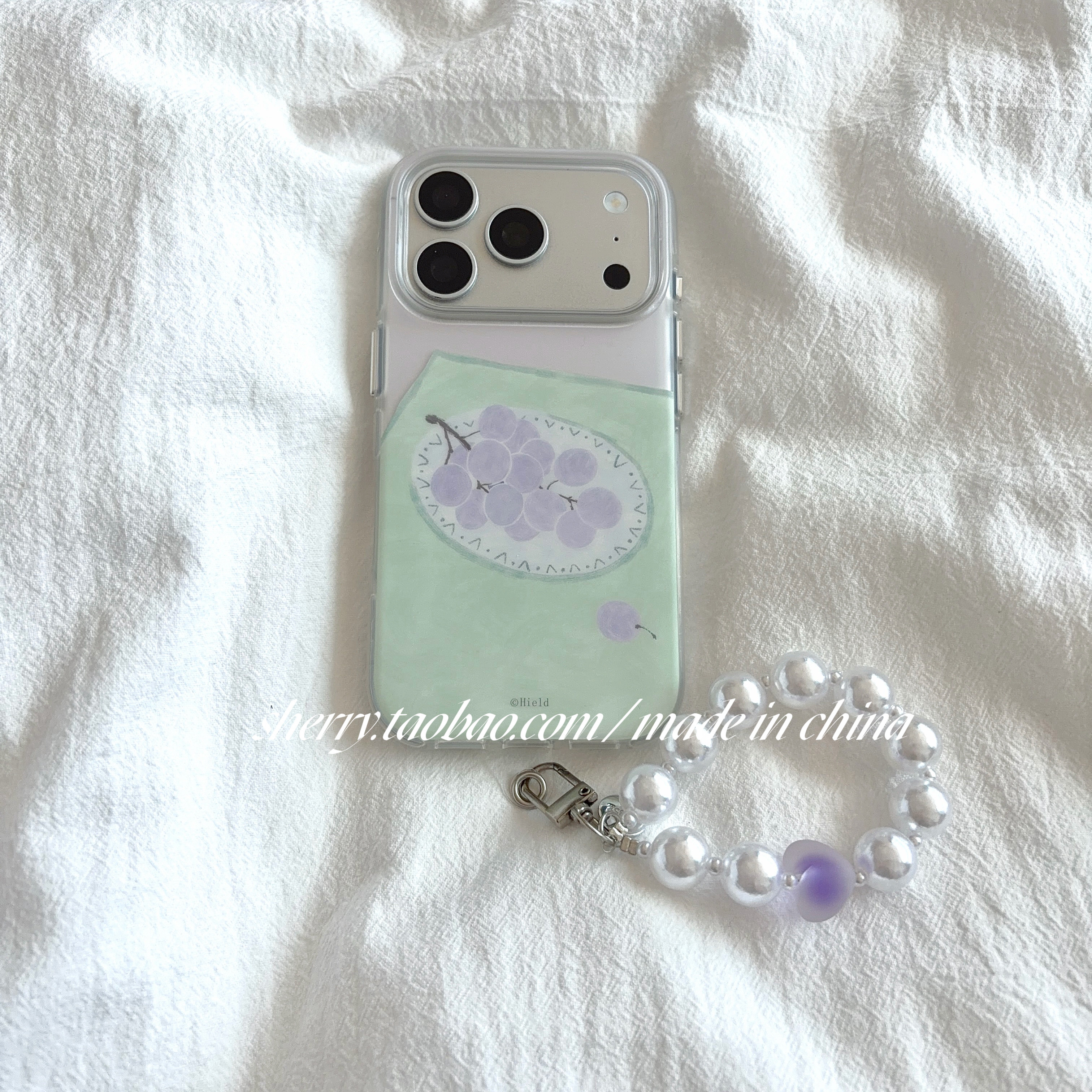 SHERRY*ins风夏日油画绿桌紫色葡萄适用于苹果17ProMax手机壳iPhone16Pro小众少女心15简约小清新高级感气质图片