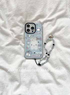 SHERRY*ins风肤感蓝色朦胧可爱兔子适用于苹果17ProMax手机壳iPhone15Pro小众少女心14简约16小清新卡通温柔