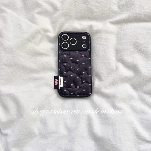 ins风黑色压纹星星蝴蝶结适用于苹果17ProMax手机壳iPhone16Pro小众少女心15简约14温柔清新卡通可爱 SHERRY