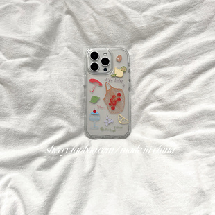 ins风透明水果袋蘑菇甜品亚克力适用于苹果16ProMax手机壳iPhone15Pro小众少女心14简约13小清新卡通 SHERRY