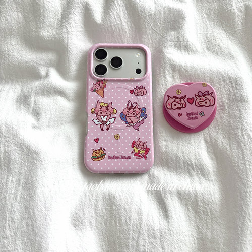 SHERRY*ins风粉色波点搞怪猪猪磁吸适用于苹果17ProMax手机壳iPhone16Pro小众少女心15简约小清新卡通可爱萌