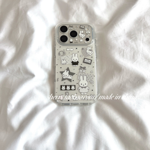 ins风古早灰白星星兔子适用于苹果17ProMax手机壳iPhone16Pro小众少女心15简约14小清新卡通可爱甜酷 SHERRY