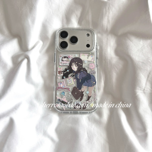 ins风清透闪粉漫画制服女孩适用于苹果17ProMax手机壳iPhone16Pro小众少女心15简约14小清新卡通可爱 SHERRY