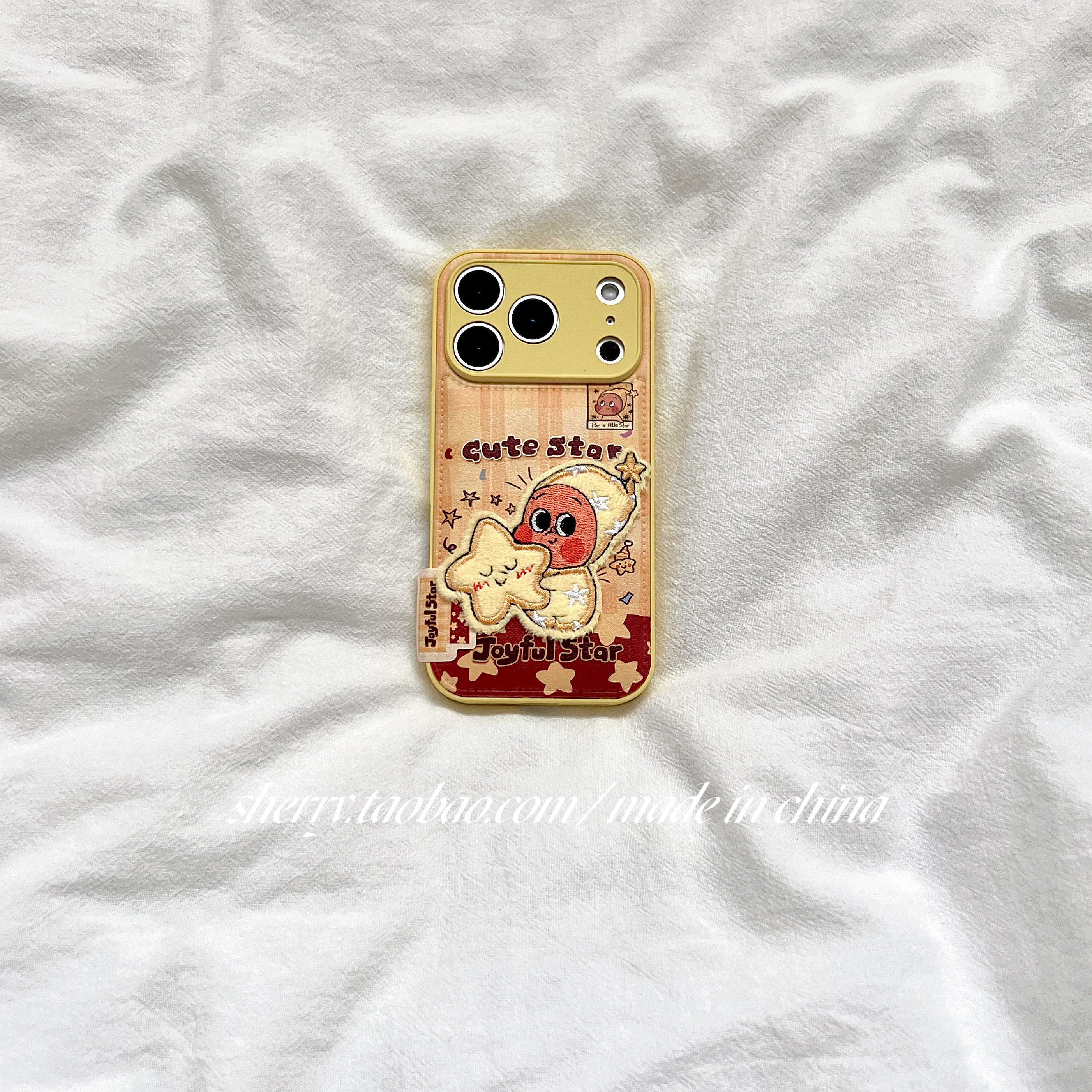 苹果手机壳可爱星星刺绣卡通
