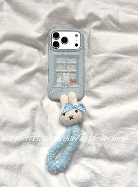 SHERRY*ins风蓝色镂空积雪窗台兔子适用于苹果17ProMax手机壳iPhone16Pro小众少女心15简约14小清新卡通可爱