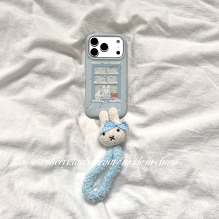ins风蓝色镂空积雪窗台兔子适用于苹果17ProMax手机壳iPhone16Pro小众少女心15简约14小清新卡通可爱 SHERRY