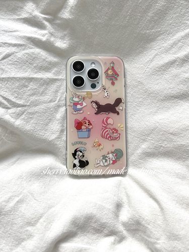 可爱粉黄晕染猫咪手机壳