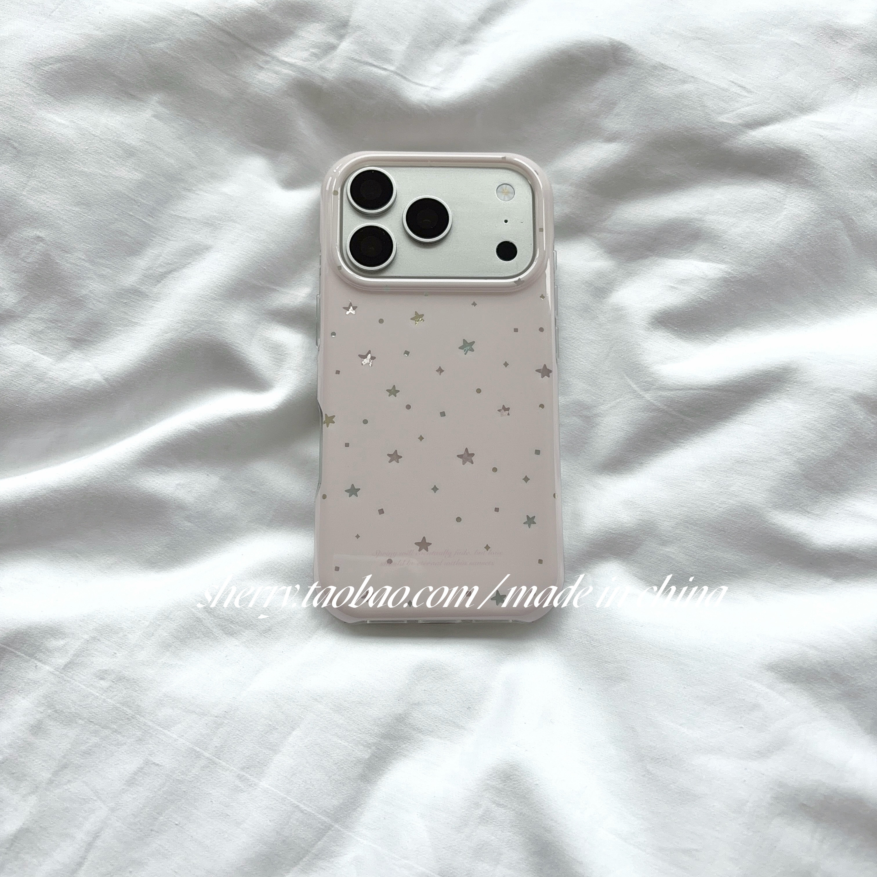 SHERRY*ins风浅粉底彩色波点星星适用于苹果17ProMax手机壳iPhone16Pro小众少女心15简约14清新卡通可爱温柔