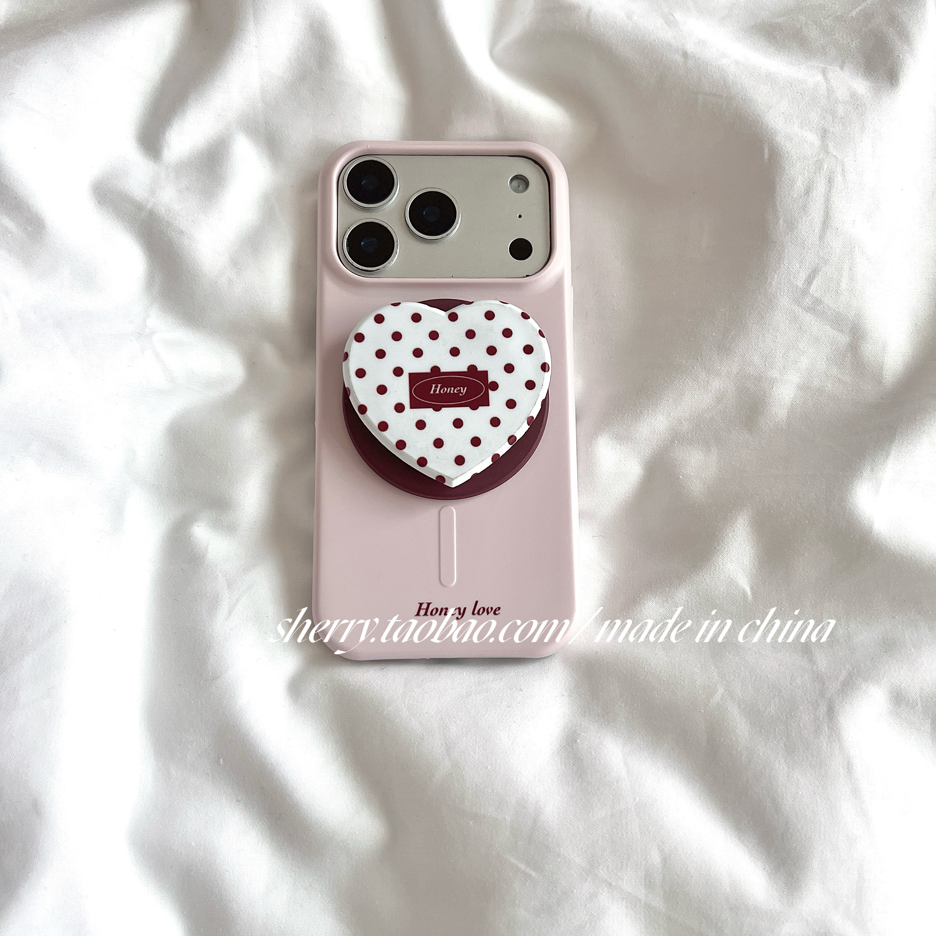 SHERRY*ins风肤感粉色磁吸硬壳波点爱心支架适用于苹果17ProMax手机壳iPhone16Pro小众少女心15简约14小清新,3C数码配件,手机保护套/壳,淘宝优惠券,粉丝福利购,淘宝优惠卷