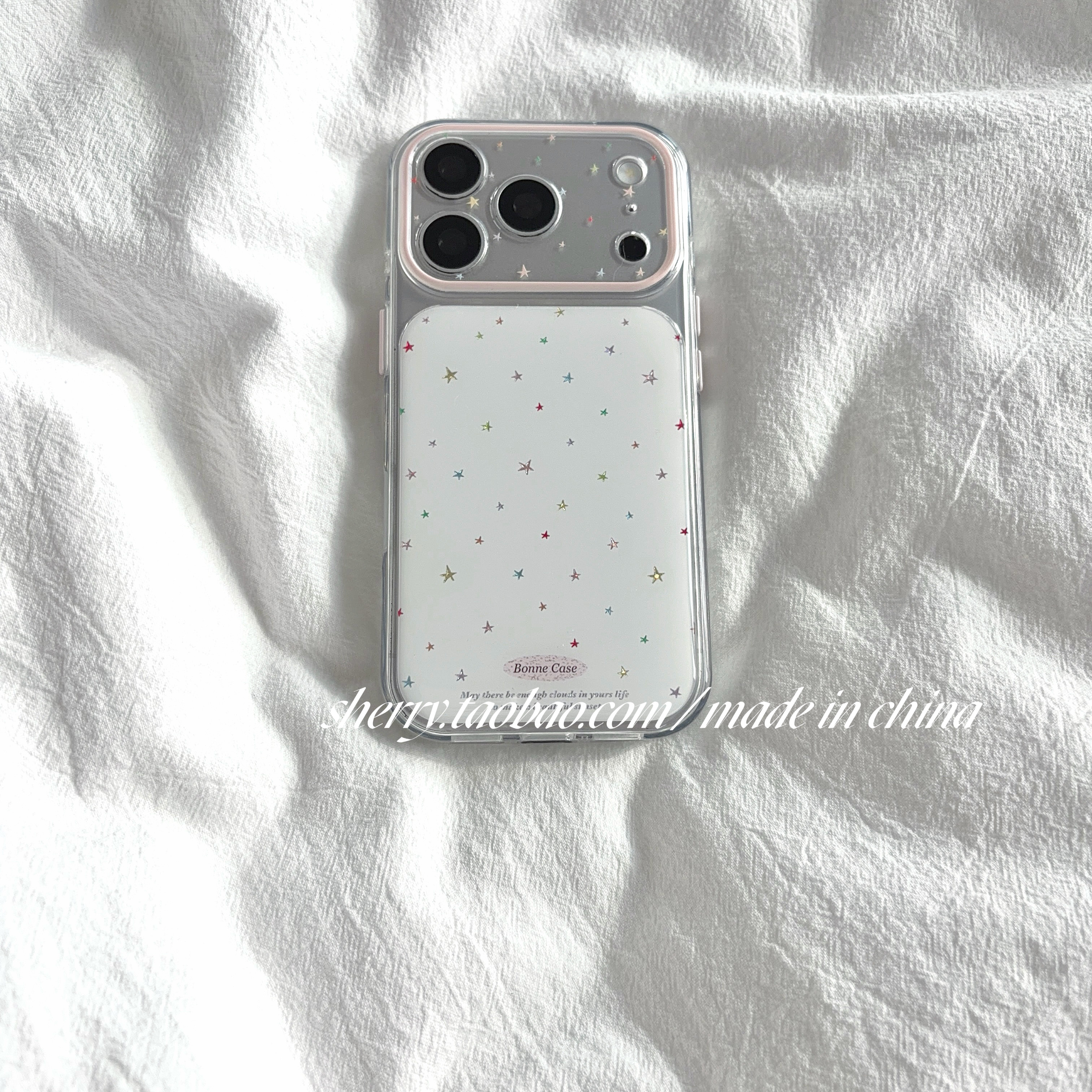 SHERRY*ins风韩系简约鎏金小星星透明边适用于苹果18ProMax手机壳iPhone17Pro小众少女心16小清新15温柔高级