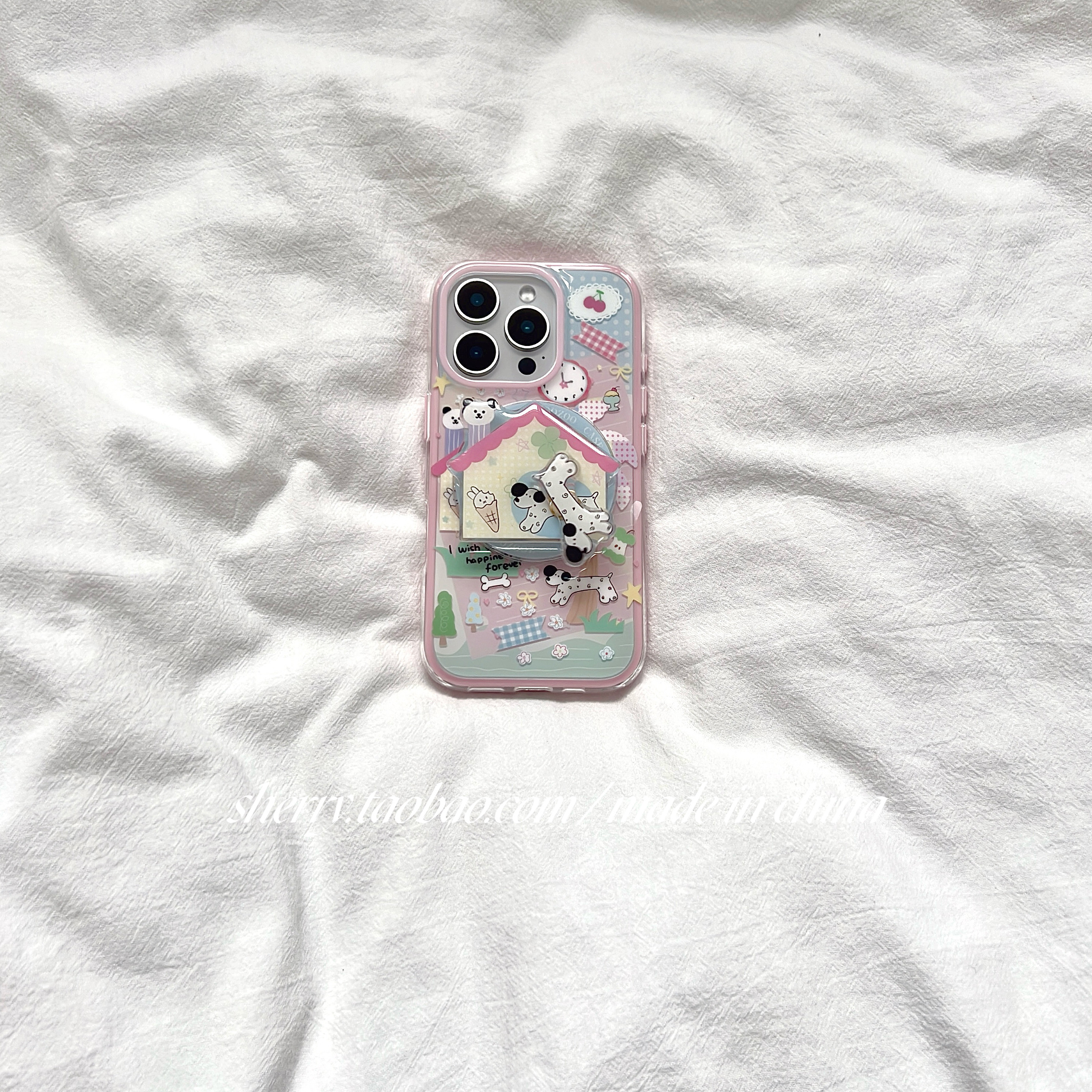 SHERRY*ins风可爱粉色房子狗狗磁吸适用于苹果16ProM