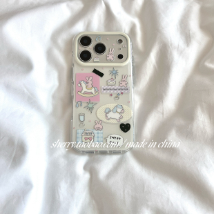 SHERRY ins风可爱小马兔子插画适用于苹果17ProMax手机壳iPhone16Pro小众少女心15简约14小清新卡通治愈温柔