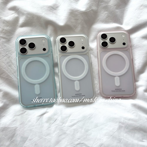SHERRY*ins风高级感纯色磨砂半透磁吸适用于苹果17ProMax手机壳iPhone16Pro小众少女心15简约极简小清新温柔