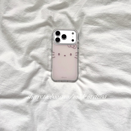 SHERRY*ins风淡粉肤感小猫表情适用于苹果17ProMax手机壳iPhone16Pro小众少女心15简约14小清新卡通可爱软萌