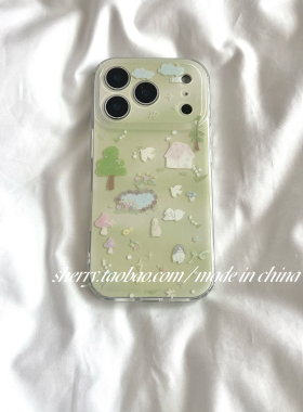 SHERRY*ins风春天绿色草地小鸟小动物适用于苹果17ProMax手机壳iPhone16Pro小众少女心15简约14清新卡通可爱