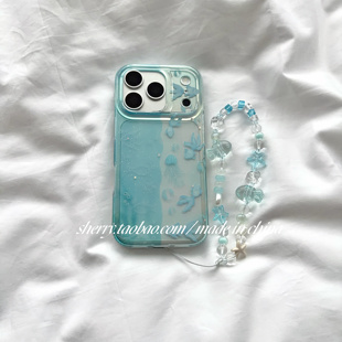 SHERRY*ins风透蓝拼色海底水母小鱼适用于苹果17ProMax手机壳iPhone16Pro小众少女心15简约14小清新卡通可爱