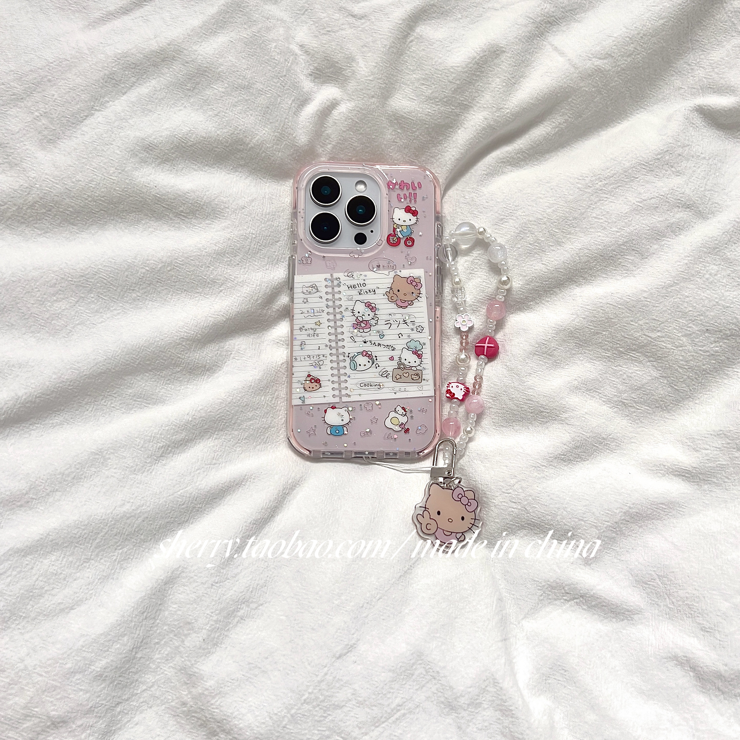 ins风粉色可爱记事本手机壳kt猫