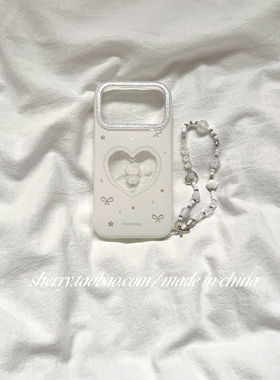 SHERRY*ins风温柔白底细闪镂空爱心kt猫适用于苹果17ProMax手机壳iPhone16Pro小众少女心15简约14小清新可爱