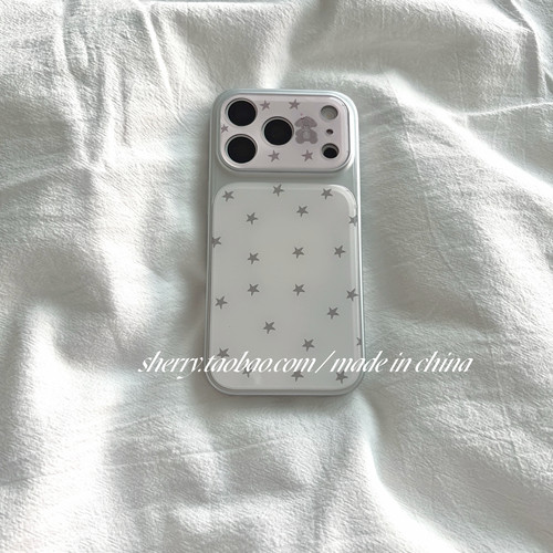 SHERRY*ins风粉白大视窗星星小熊适用于苹果17ProMax手机壳iPhone16Pro小众少女心15简约小清新卡通可爱温柔