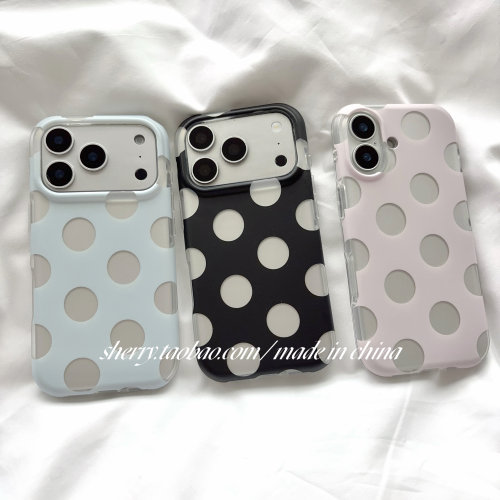 ins风撞色波点iPhone手机壳
