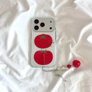 ins风春夏白底蔬菜两颗番茄适用于苹果17ProMax手机壳iPhone16Pro小众少女心15简约14韩系小清新可爱 SHERRY